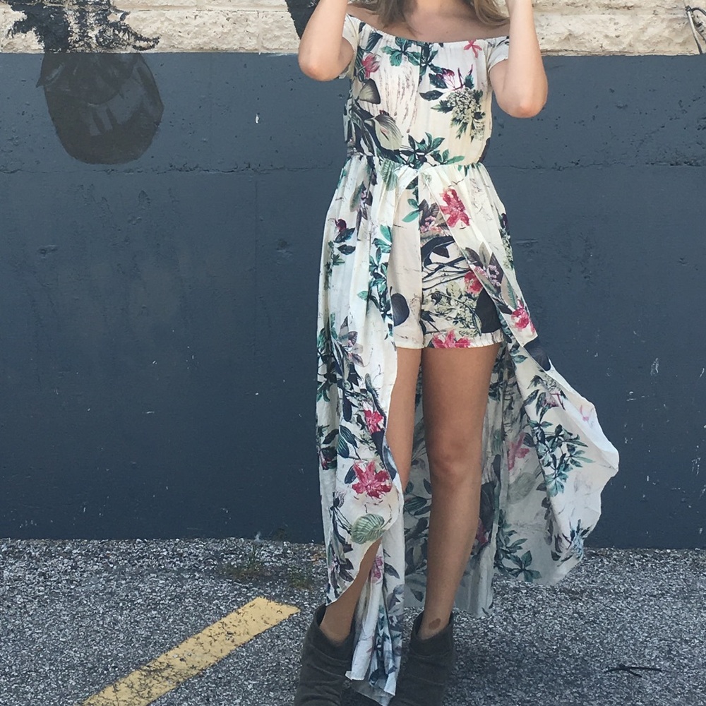 Floral Romper with Maxi Skirt